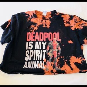 Black destroyed Deadpool crop top.